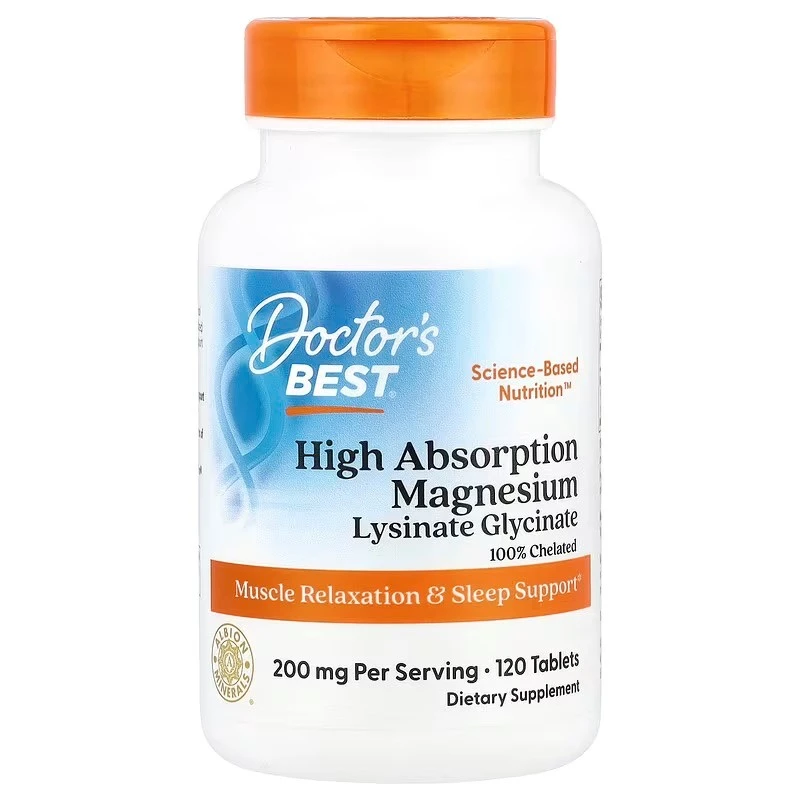 Doctor's Best, High Absorption Magnesium Lysinate Glycinate, Chelated, Albion 120 Tablets